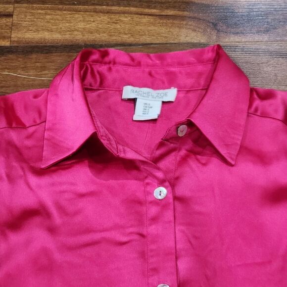 🔸️NWT Rachel Zoe Fuchsia Buttoned Long Sleeve Top Small - Picture 5 of 12